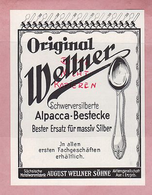 AUE, Advertising 1931, August Wellner Söhne AG Alpacca Cutlery Knife Spoon Fork