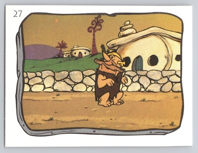 1993 Flintstones 3'' x 2.25'' Stickers - Barney Fetching a Stick #27 (unused)