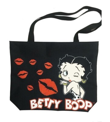 Betty Boop Black & Red Kisses 18 x 14 Tote Bag