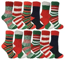 12 PK Yacht & Smith Christmas Socks, Colorful Patterns and Stripes, Holiday Sock