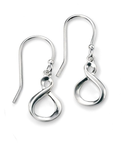 Infinity Drop Earrings Solid Sterling Silver 925 Hallmarked Brand New Boxed - Picture 1 of 3