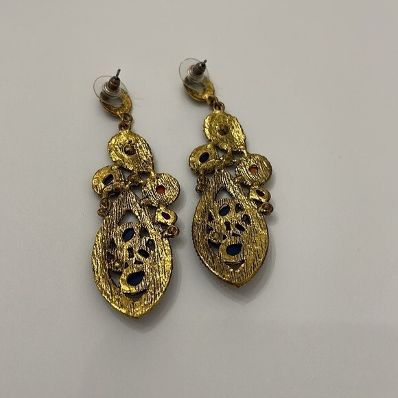 Big dangling statement  beaded earrings - image 3