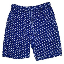 Skiff Dogs New Pedigree Litter Reef Shark Rally Men's Blue Lined Swim Trunks; S