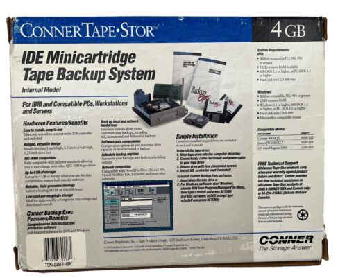 Vintage Connor Tape-Stor IDE Minicartridge Tape Backup System 4 GB Complete Box - Picture 8 of 10