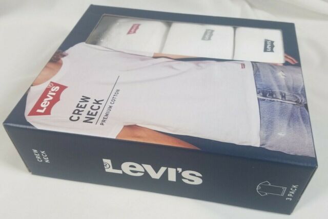 Levi's 3 PK Crew Neck T-shirts Medium White 100 Premium Cotton Tag 