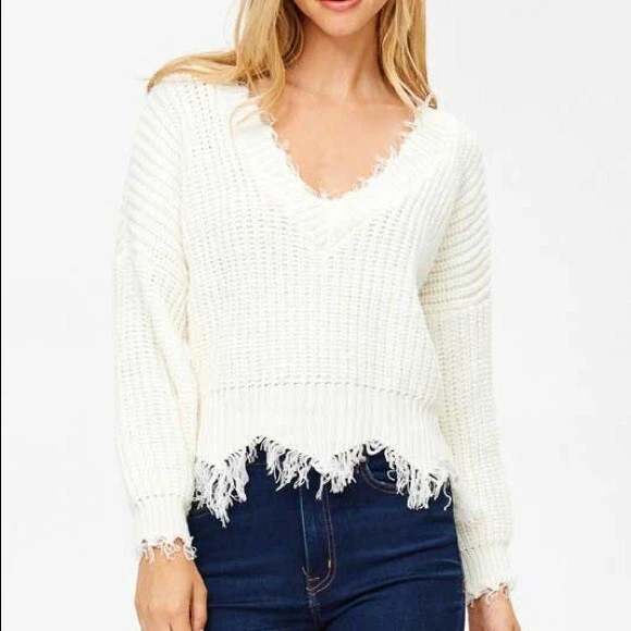 Distressed sweater shop women's
