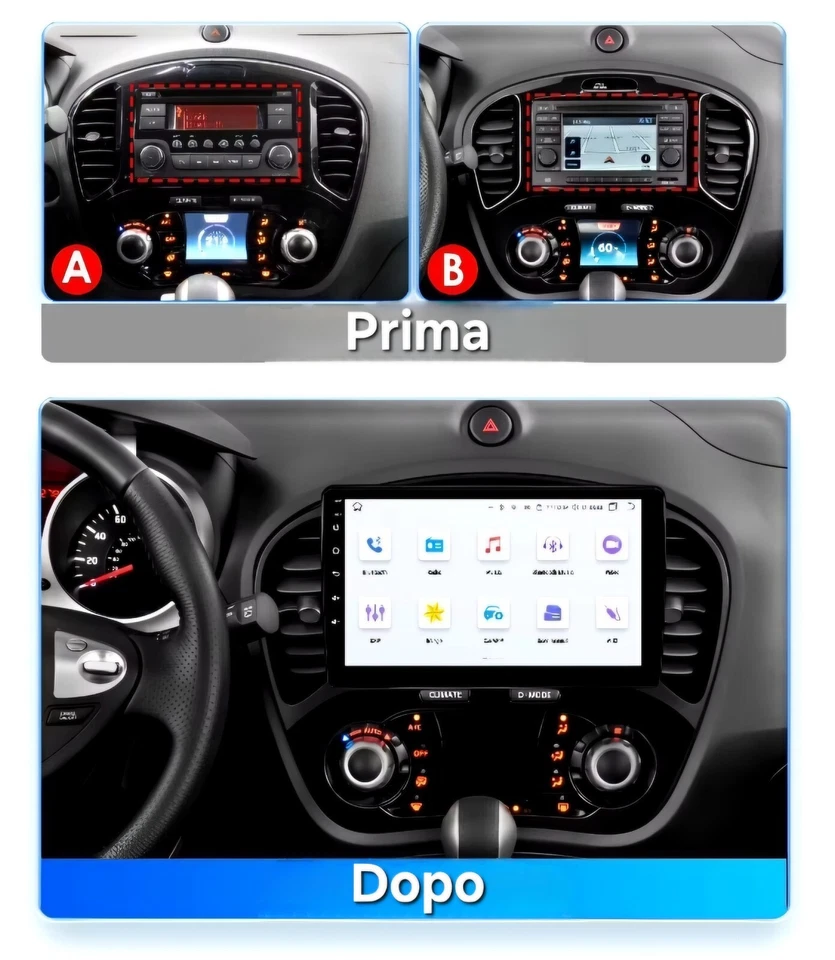 Autoradio 2 DIN Android 13 9″ CarPlay GPS Wi-Fi Nissan Juke F15 2010-14  - Immagine 3 di 4