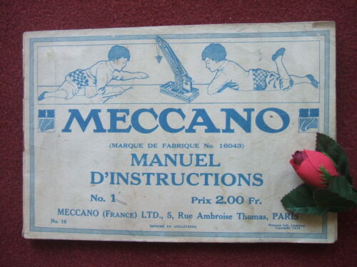 MECCANO  "  MANUEL D' INSTRUCTIONS  " ...n° 1  de ...1916  - Photo 1/1