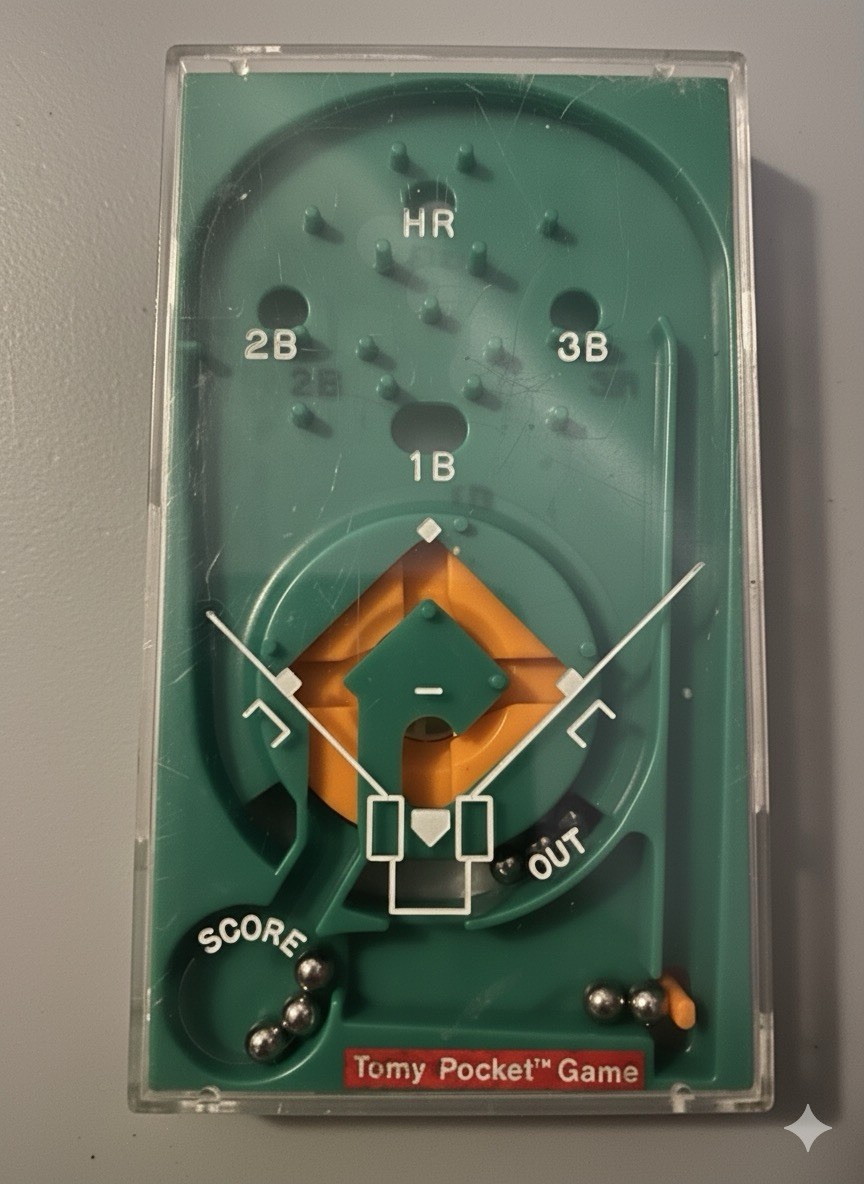 Tomy Vintage Mini Baseball Pocket Game 1975, Made in Hong Kong, Tested Working