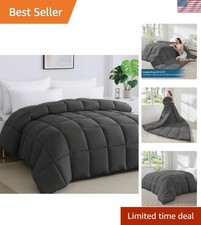 Luxurious Alaskan King Comforter 120''x132'' - Fluffy Breathable Grey Elegance
