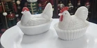 Vintage Westmoreland Milk Glass Hen and Rooster On Nest Set