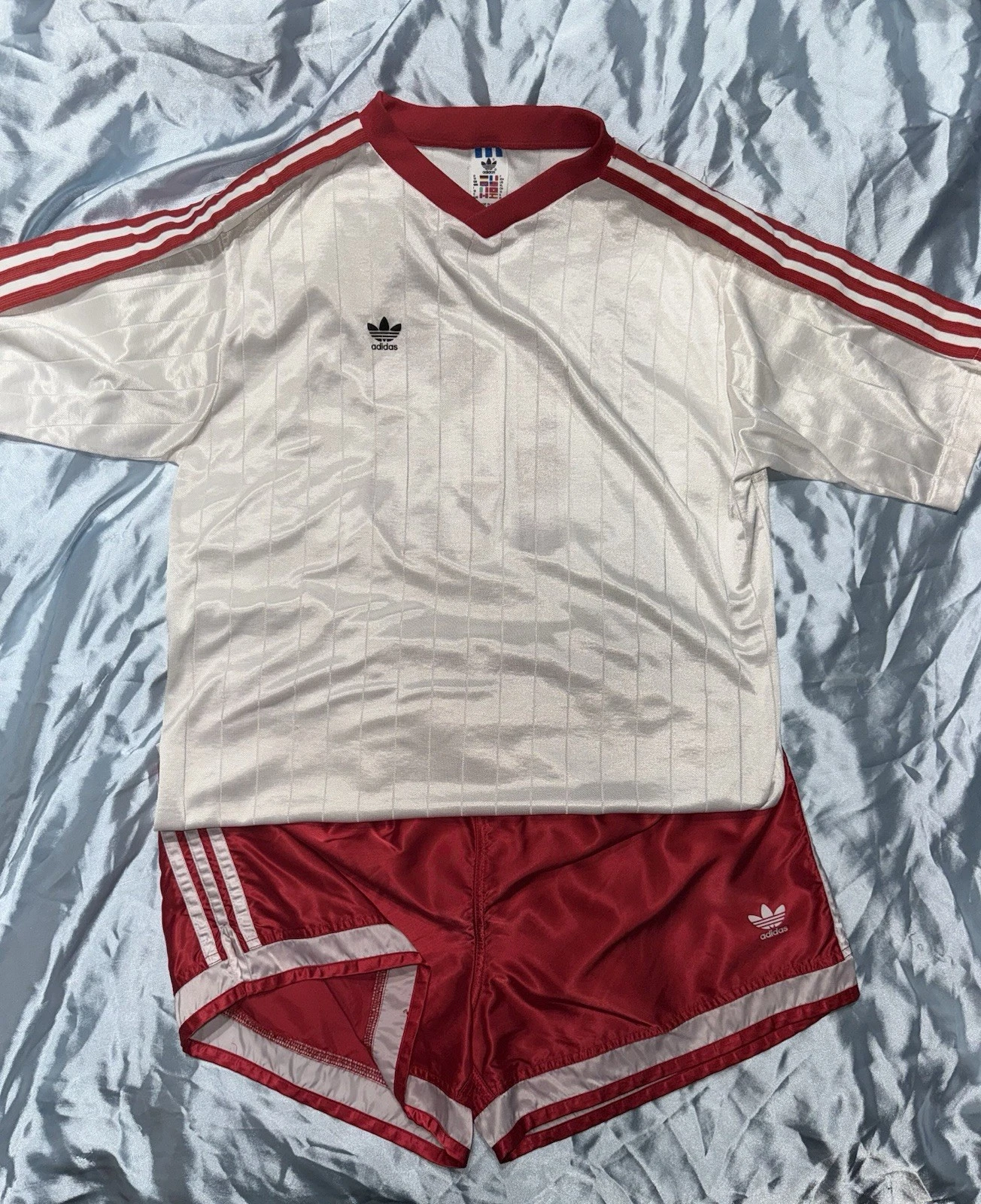 🔥 2 Pairs RARE Men’s Nylon ADIDAS SOCCER Shorts XL D8 GLANZ Football Silky 80s