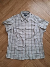Womans Berghaus Short Sleeve Hiking Walking Shirt Size 18 Brown Beige