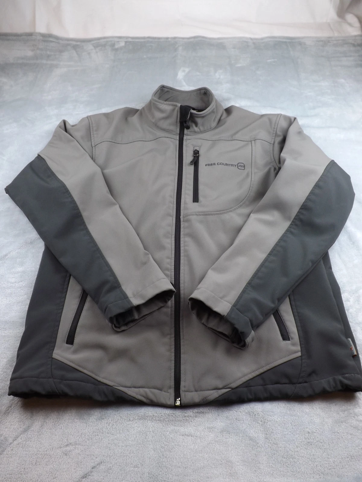 Free Country Jacket Men's Sz M Gray Water & Wind Resistant Full Zip Fleece Lined
