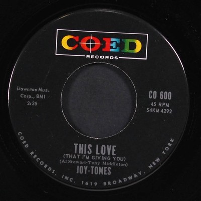 JOY-TONES: this love / i wanna party some more COED 7'' Single 45 RPM