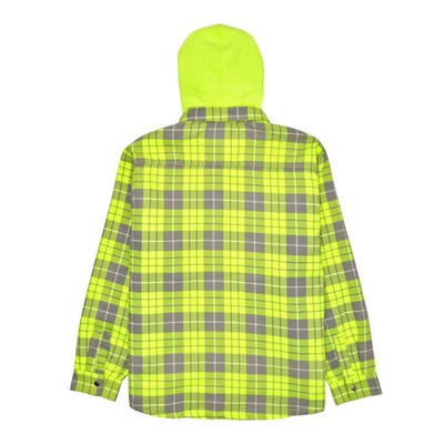Supreme Dickies Lined Zip Up Hooded Flannel Shirt Neon Green | eBay