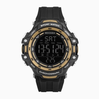 Neue Sekonda Crossfell Chrono Alarm EL Light 50m mit Proof Herrenuhr 30162 UVP £40