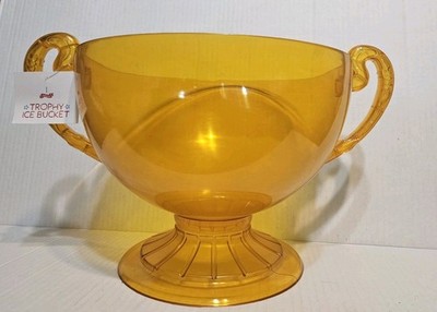 Unique Gold Trophy Ice Bucket 8''x10''x14'' Plastic New Holds 8.8 Lb
