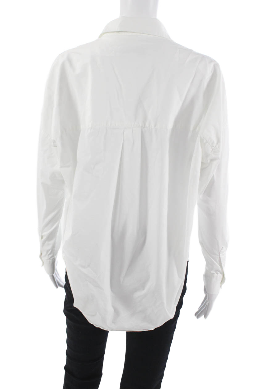 Magaschoni Womens Basic Collared Long Sleeve Whit… - image 3