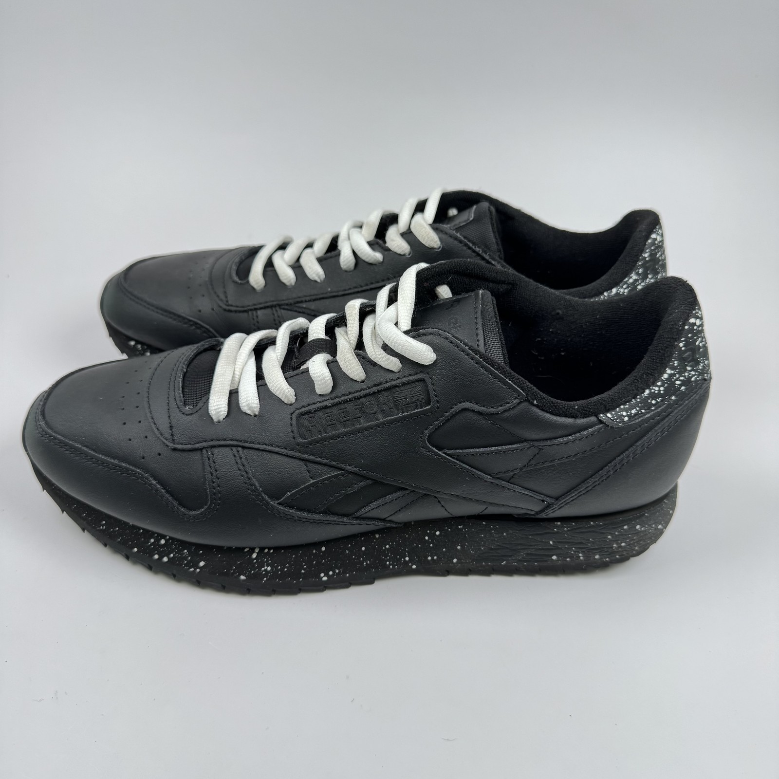 Reebok Classic Leather Shoes Mens Size 9.5 Black White Speckle Walking Sneakers thumbnail 4