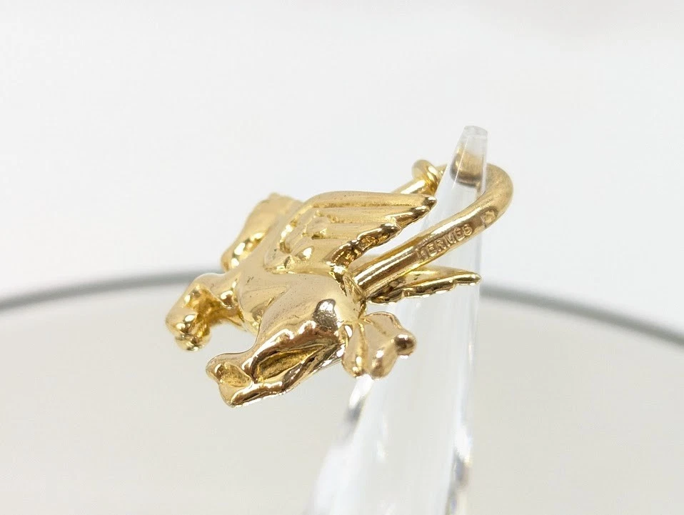 HERMES Cadena Padlock Pegasus Gold Bag Charm Pendant Keyholder Authentic - Image 2 of 4