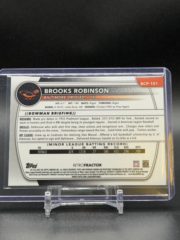 Bowman Chrome Brooks Robinson 2025 #bcp-151 refractor Orioles  Foto 2 de 2