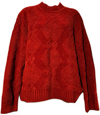 ALFRED DUNNER Red Chenille Sweater Top Size XL Cable