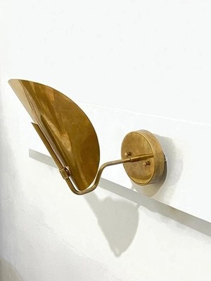Wall Sconce Mid Century Modern Raw Brass 1 Light Curved Shades Handmade Sputnik.
