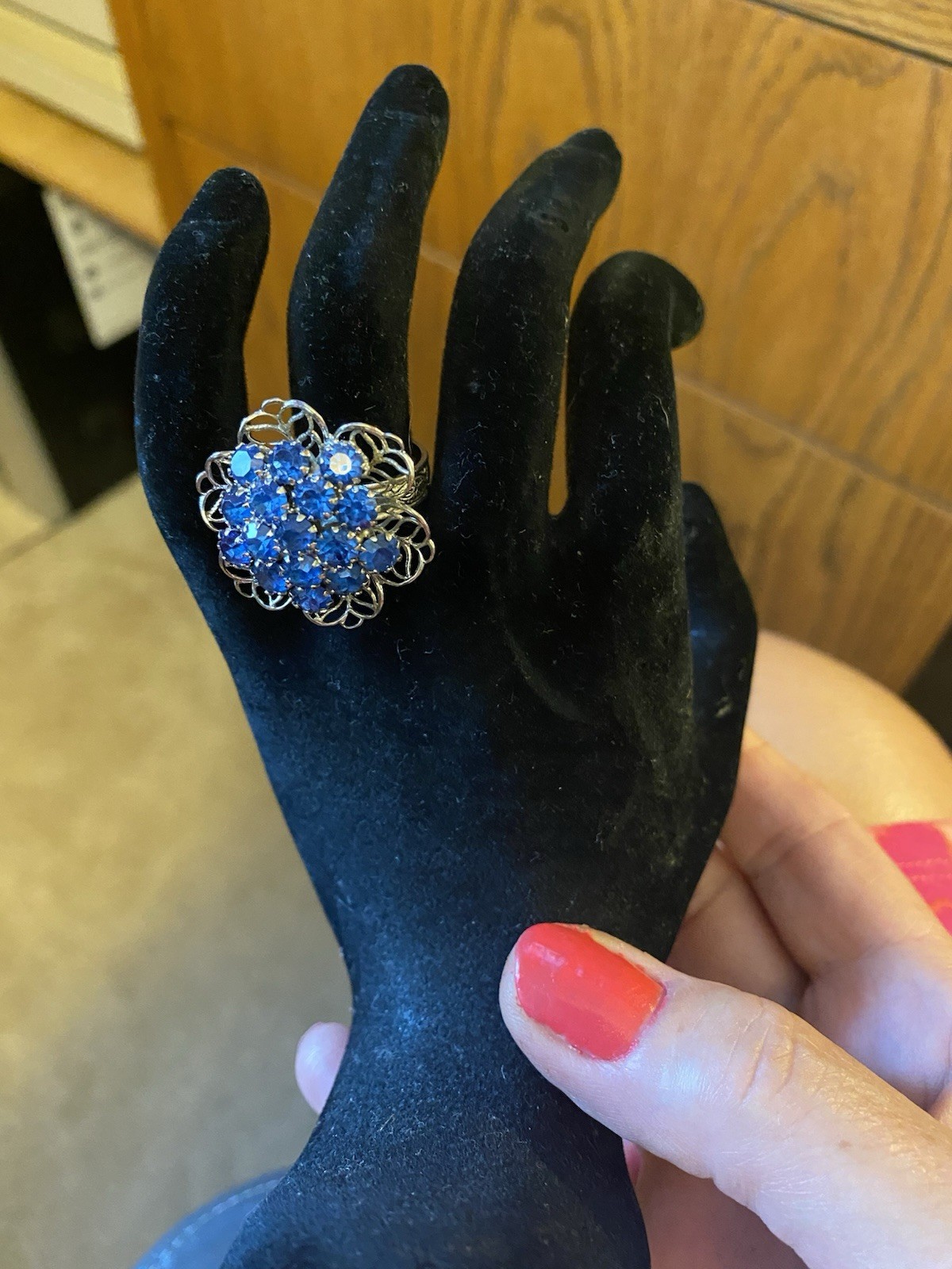 Beautiful Blue rhinestone Ring - image 6