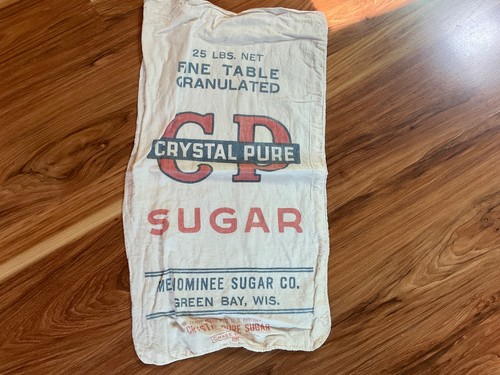 10 Vintage Sugar sacks 25 lb size Crystal Pure empty Menominee Sugar Co Green B