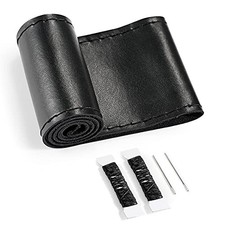 Genuine Leather Steering Wheel Cover, Made of Cowhide, Stitch on Wrap, Fit