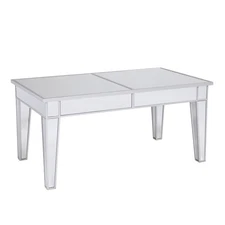 Southern Enterprises Mirage Cocktail Table - Mirror Finish w/Silver Trim - Gl...