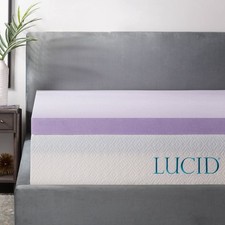 Lucid 3 Inch Lavender Infused Memory Foam Mattress Topper - Ventilated Design...