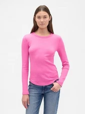 Gap Women's Waffle-Knit Crewneck T-Shirt-Sizes S. M. L. XL.XXL- Standout Pink
