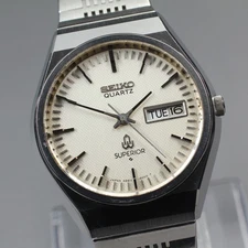 [NEAR MINT] Vintage 1977 SEIKO Superior 4883-8100 Silver Men's Qz Watch JP U725