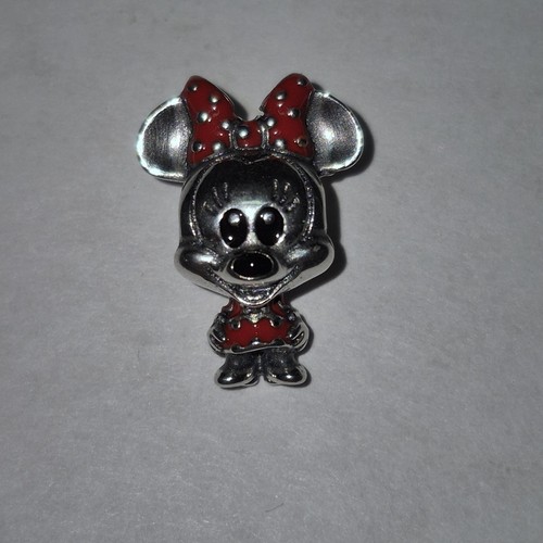 Disney Minnie Mouse Red Dress and Dotted Bow Pandora Charm Bead Streling .925