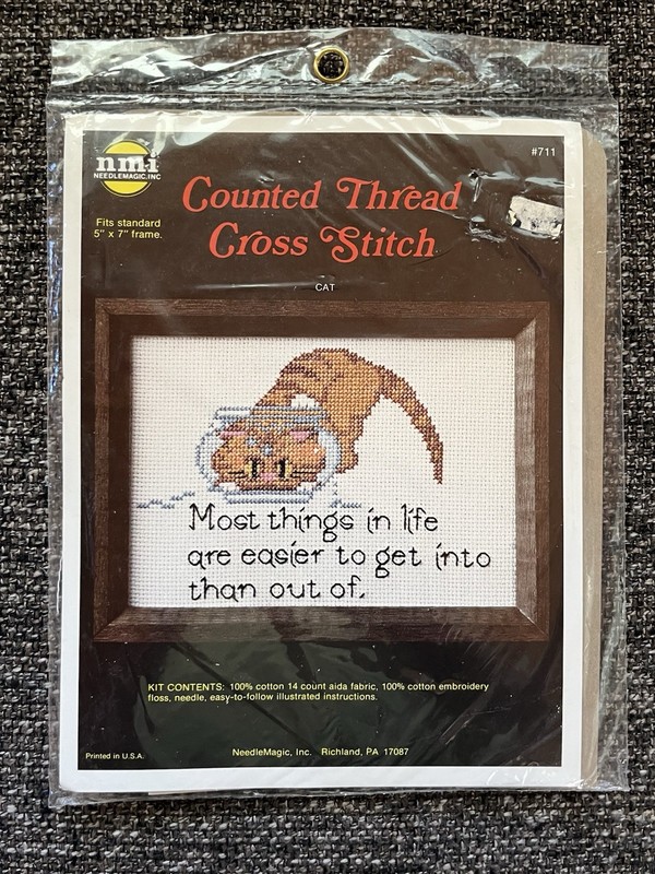 Needlemagic NMI #711 Cat in Fishbowl Easier to Get Out of Counted Cross Stitch
