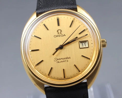 [NEAR MINT] Vintage Omega Seamaster Cal.1342 Push Crown 35mm Qz Gold Men's Watch