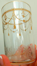 Antique St Louis Goblet Glass ANVERS Refined Cut & Gilded 4 2/8" 1930's 1/2 Pint