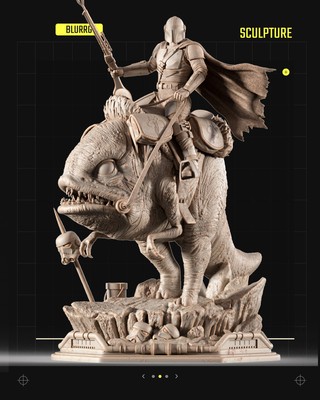Mandalorianer auf Weichzeichner Skulptur Star Wars Thema 3D Figur / Diorama von SW3D