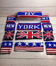 Sweatband USA Set Sports Headband Wristband-Striped Sweatband Set for...