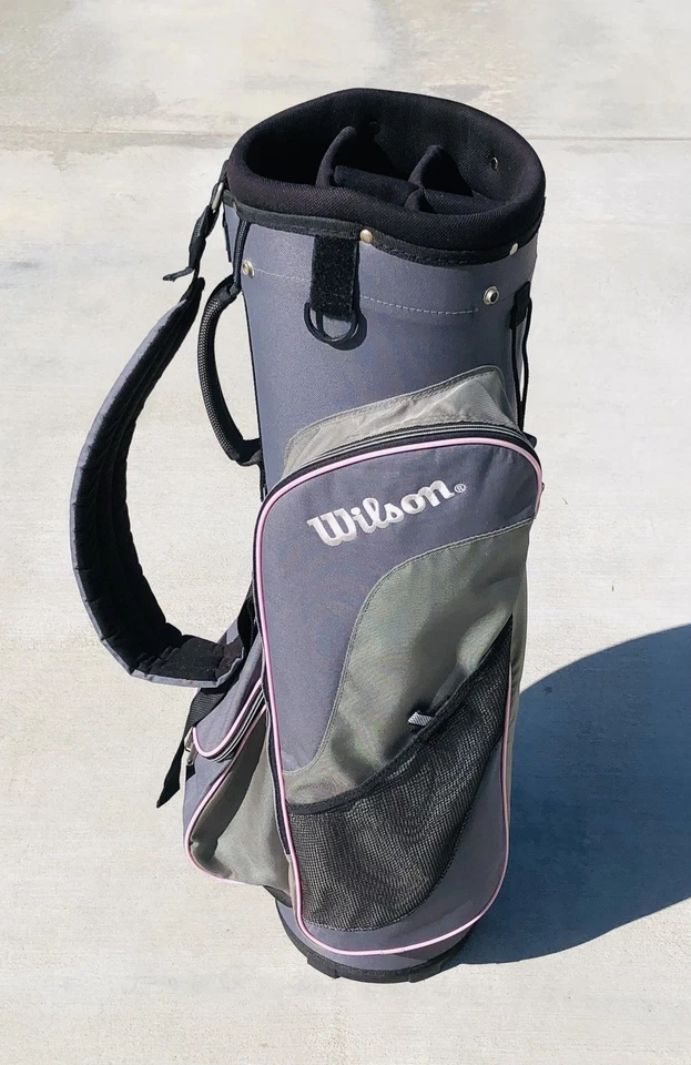 "Carrito de golf Wilson 5 vías bolsa Hope cáncer de mama dos tonos gris 5 bolsillos 34""" Foto 2 de 4