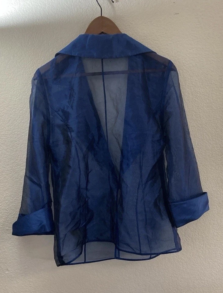 Chaqueta de Noche Transparente Azul Real Joya Botón Talla 16 Boda Formal Foto 4 de 4