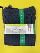 Eddie Bauer Men's Lounge Shorts 2 Pack Zip Secured Pockets Blue  Gray Size XL