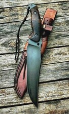 CUSTOM HANDMADE HIGH CARBON STEEL HUNTING BOWIE KNIFE WITH WOODEN HANDLE SHEATH