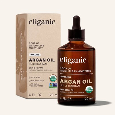 Cliganic Organic Argan Oil, 100% Pure | for Hair, Face & 4 Fl Oz (Pack of 1) 