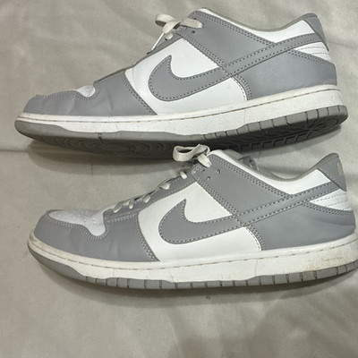 Nike Dunk Low Men's Low Top Sneakers Gray/White Colorblock Lace-Up Rubber