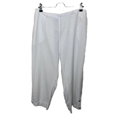 NWT CMC by Color Me 100% Cotton Pull On Cropped Pants Women s Sz XL White