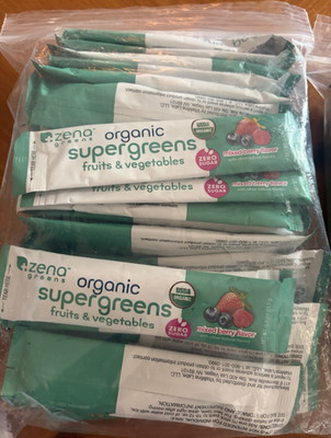 Zena Greens Organic Supergreens Mixed Berry 30 Stick Packs Zero Sugar