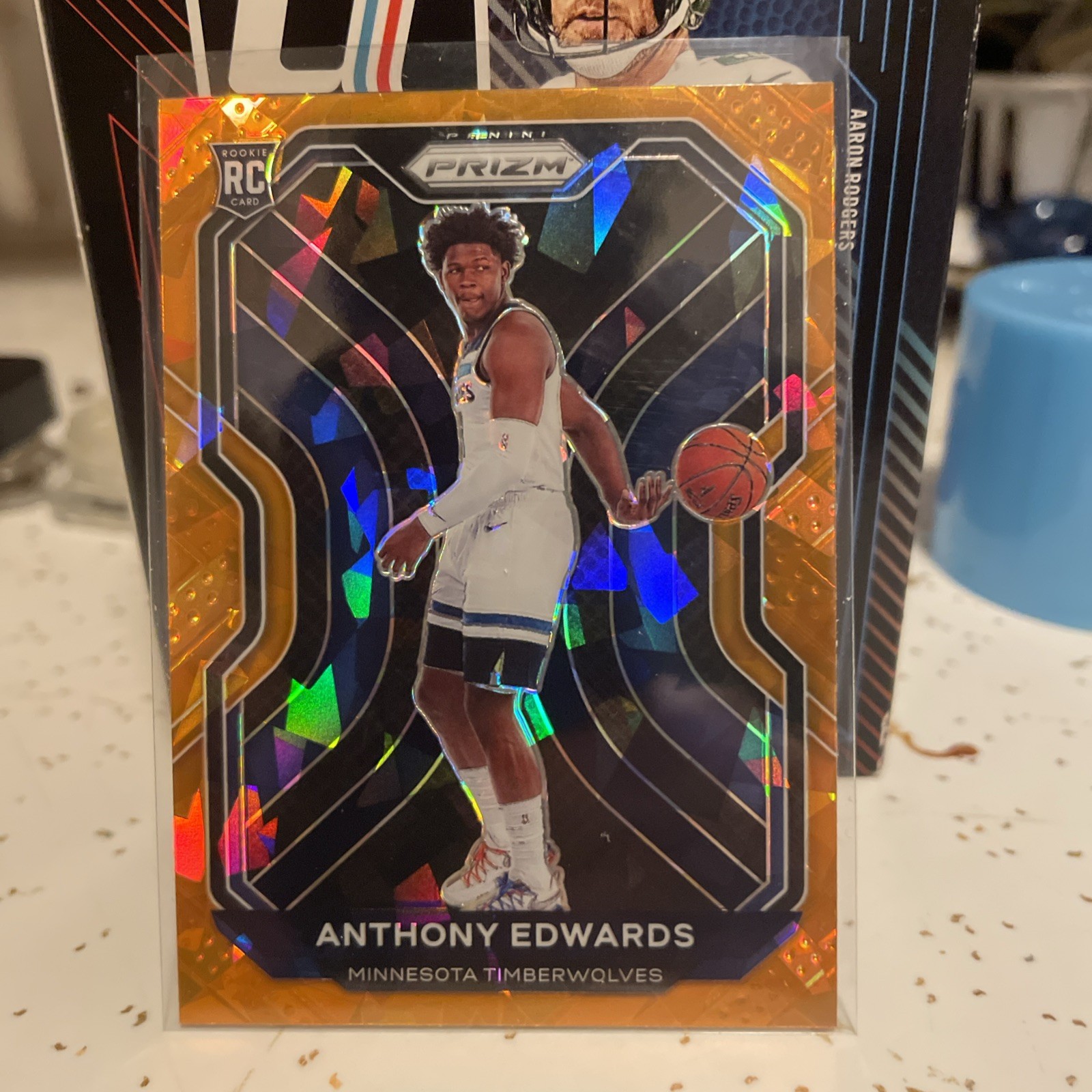 2020-21 Panini Prizm Anthony Edwards Orange Cracked Ice Prizm Rookie RC #258